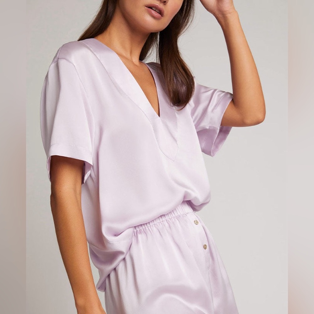 Negative Underwear Eclipse Silk Deep V Top in Lilac, XL